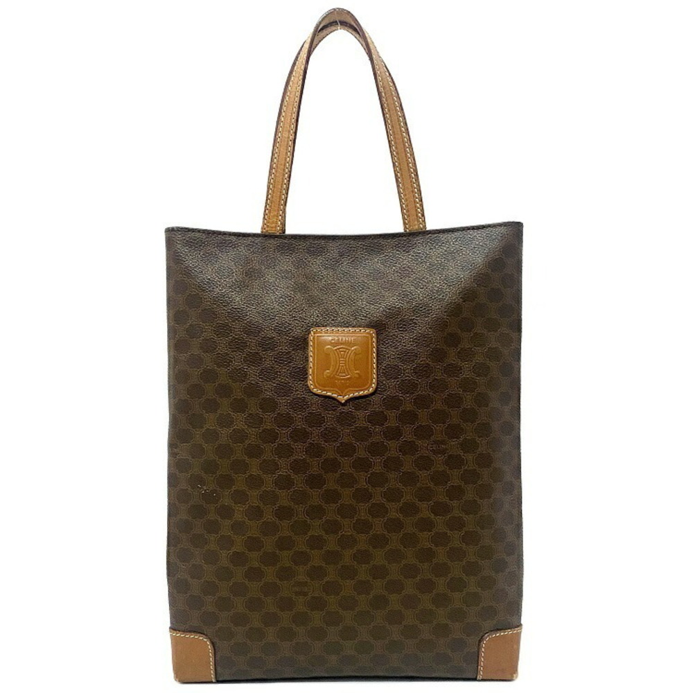 Celine Handbag Brown Macadam Tote Leather All over Logo Bag